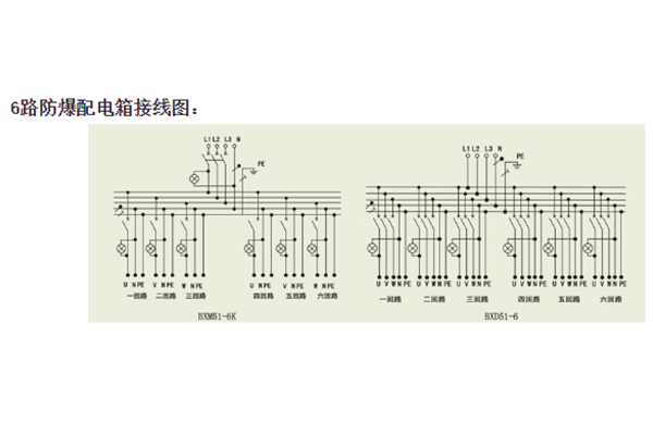 6回路防爆配电箱接线图