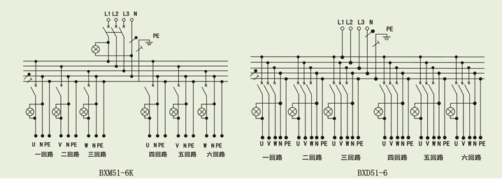 防爆配电箱六回路接线图